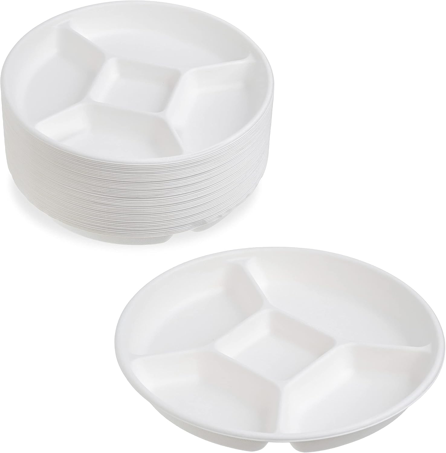 Lot De 50 Bols Jetables En Bagasse (canne à Sucre) 700 Ml - Avec Couvercle En PET - Compostables, Micro-ondables - Pour Repas à Emporter, événements
