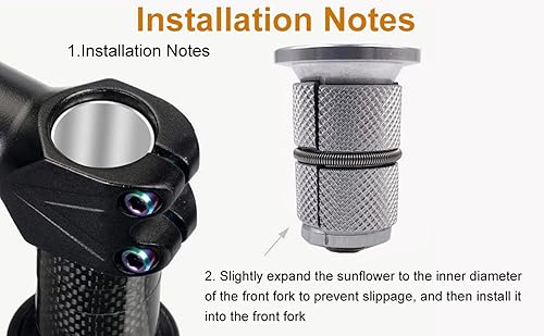 Vista 17 de Tbest Tapa superior de auriculares de vástago de bicicleta, aleación de aluminio Auriculares TopBike Fork Expander Bung