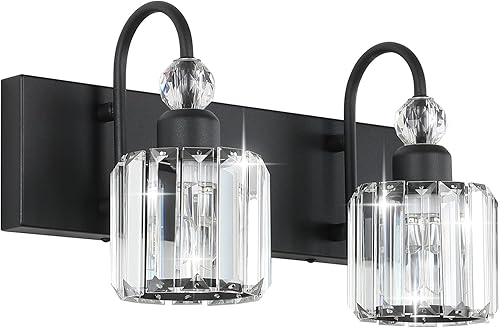 Miniatura 1 de Ralbay Lámpara de tocador negra con 2 luces modernas de cristal para baño, lámparas de pared de cristal negro mate, modernas lámparas de baño de