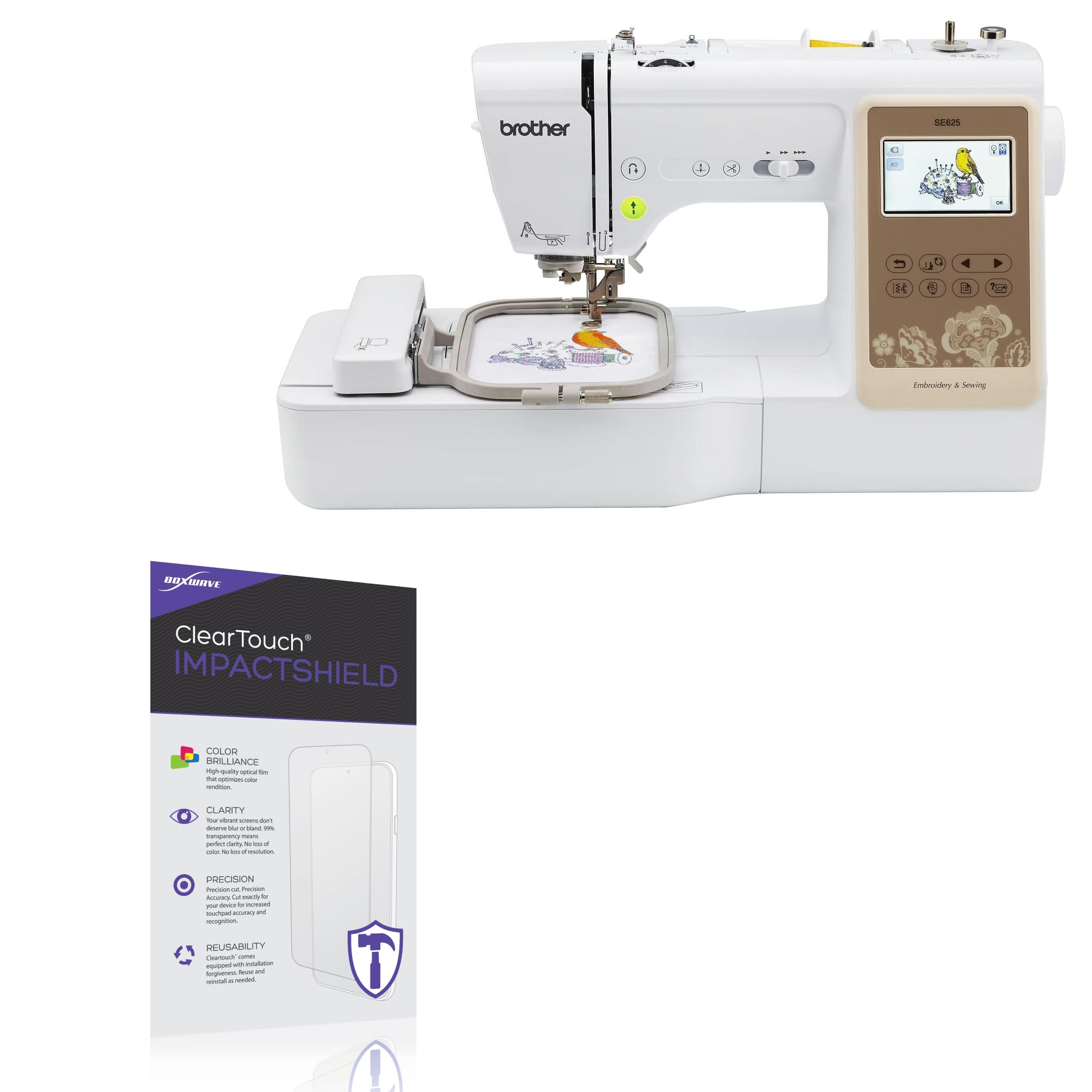 BoxWave Screen Protector Compatible With Brother SE625 - ClearTouch ImpactShield (2-Pack), Impenetrable Screen Protector Flexible Film