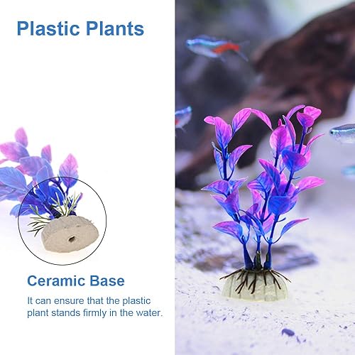 GreenJoy Aquarium Decorations Fish-Tank Accessories Plants - Fish Tank Decor Kit with Artificial Plants and Hideouts Ornaments,Small (Ornaments Set #2)(Ornaments Set #2)