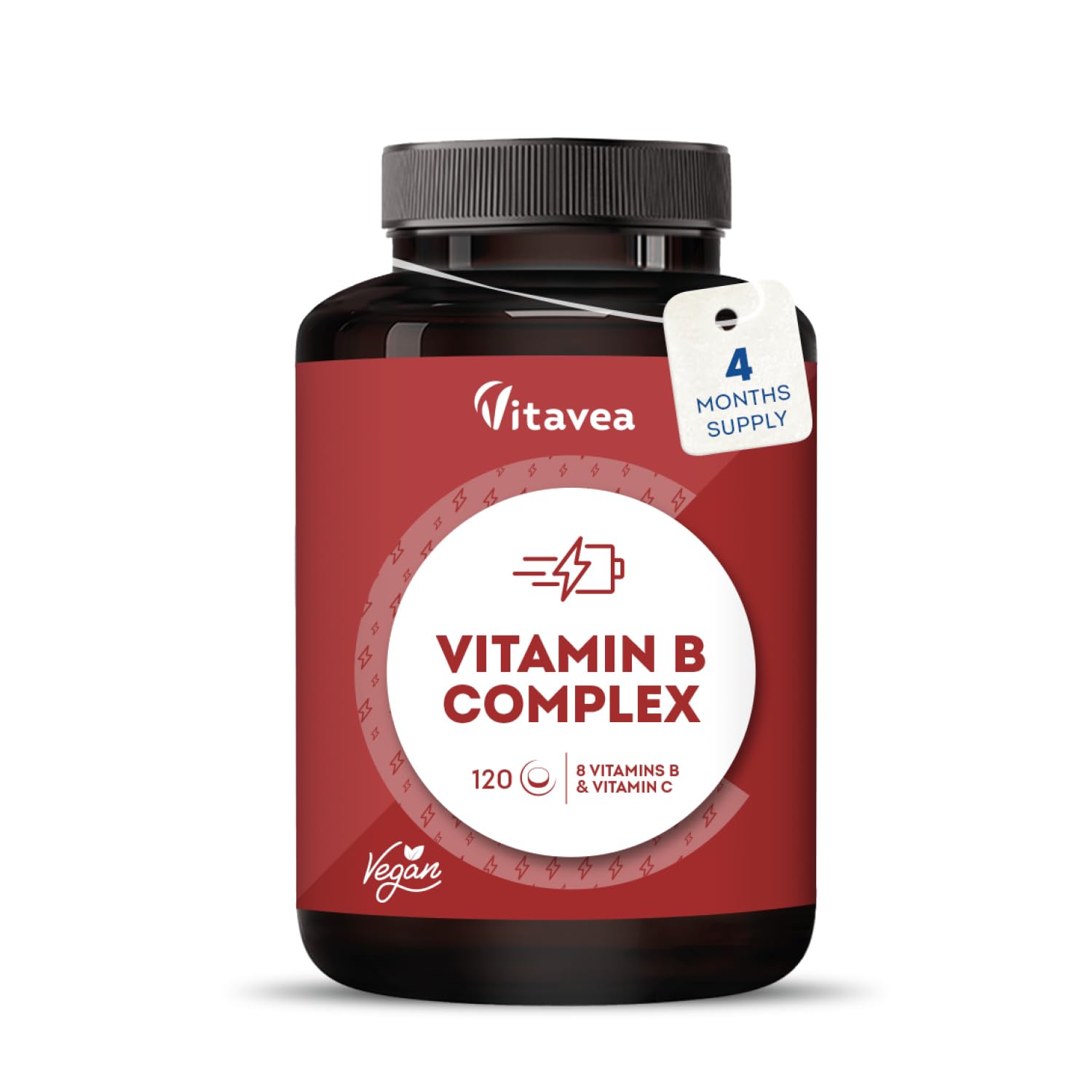 Vitamin B Complex + 20 mg Vitamin C - 8 B Vitamins - 4-Month Treatment