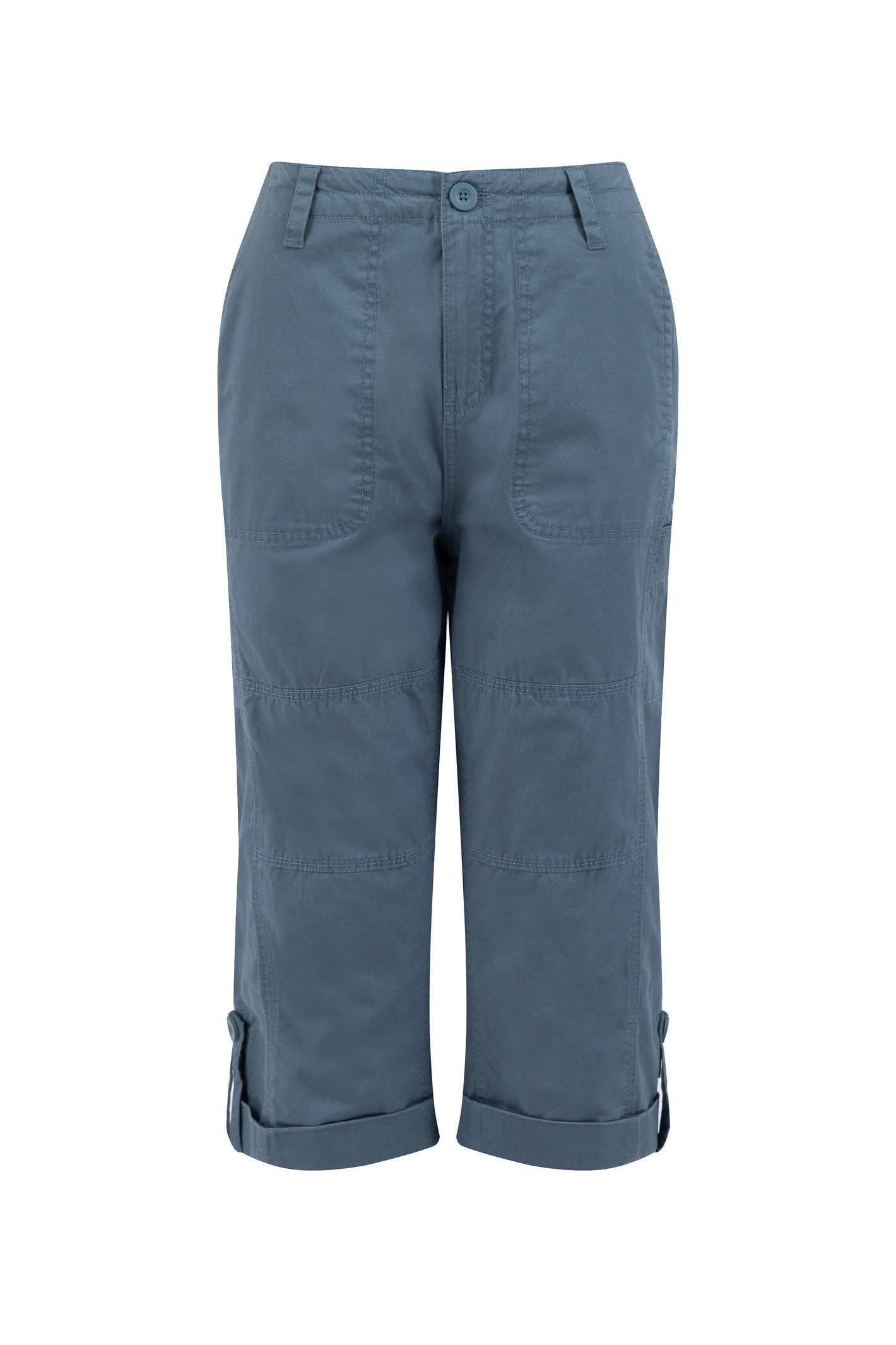 Weird Fish Women's Mid Blue Salena 3/4 Length Trousers In | Size: 12