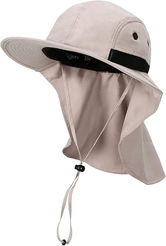 Tirrinia Sombrero de sol con solapa para el cuello con ala ancha, UPF 50+ para senderismo, safari, pesca, para hombres y mujeres, ideal para