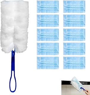 Flash Dust Magnet, 10 PCS for Cleaning Disposable Dusting Refills, 1 Blue Extender Handle, Disposable Duster Heads, Hand Duster Refills, Microfiber Dusting Cloth For Cleaning Dust, Dirt
