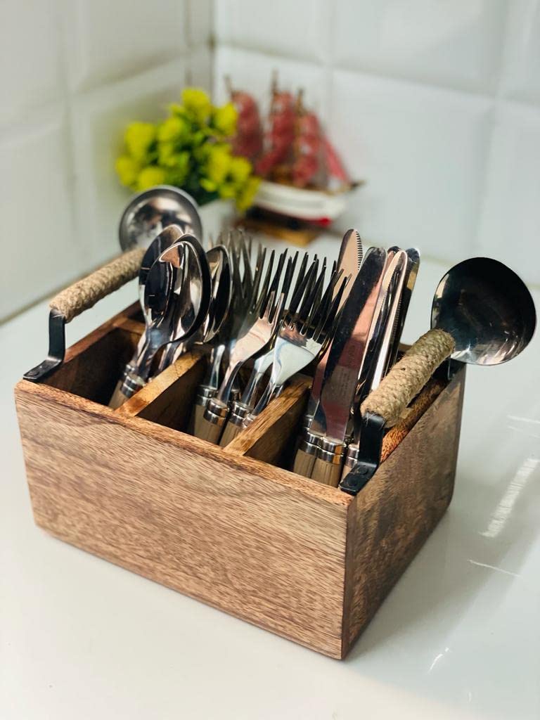 Spoon Stand Set - Wooden Cutlery Holder for Dining Table -7