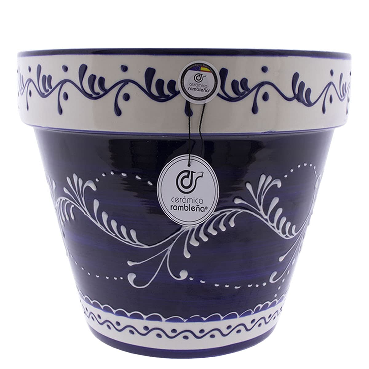 Jardinière en céramique pour plantes grimpantes - Pots décoratifs en céramique - Pots extérieurs - Patio Andaluz - Décoration 100 % faite à la main - 20 x 20 x 17 cm