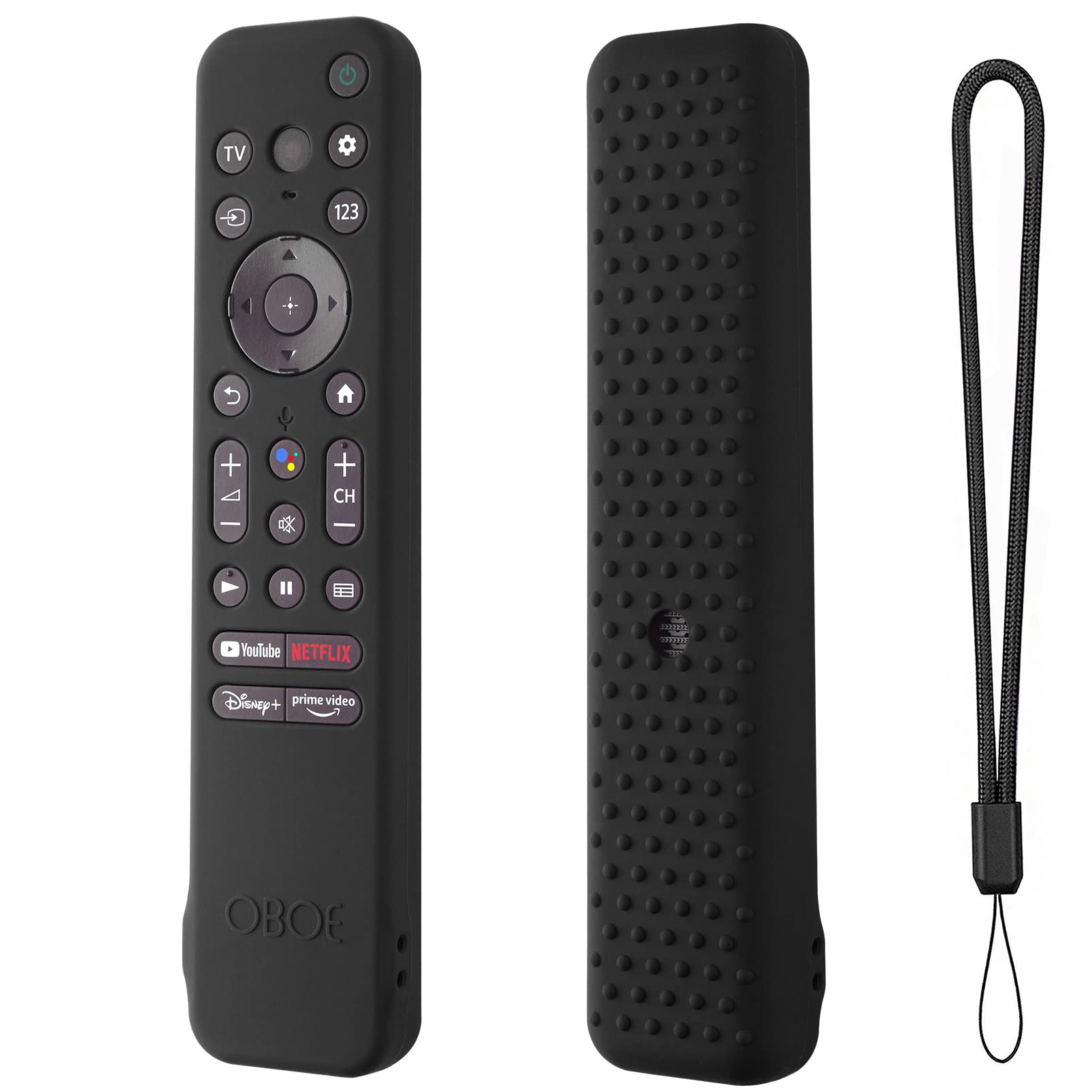 Oboe Silicone TV Remote Cover Compatible with Sony Smart Tv 2022 Voice Remote RMF-TX 800U RMF-TX 900U Remote Protective Case with Lanyard (C-Black) [Remote NOT Included]-image-38