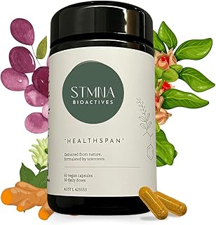 Healthspan Supplement for Longevity - Turmeric, Resveratrol, Ashwagandha | Natural Anti-Inflammatory, Antioxidant & Adapto...