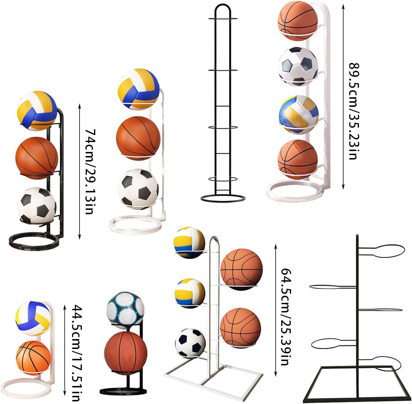 Metal Basketball Ball Storage Rack Multilayer Sport Equipment Stand Rolling Ball Vertical Display Organizers Indoor Storage