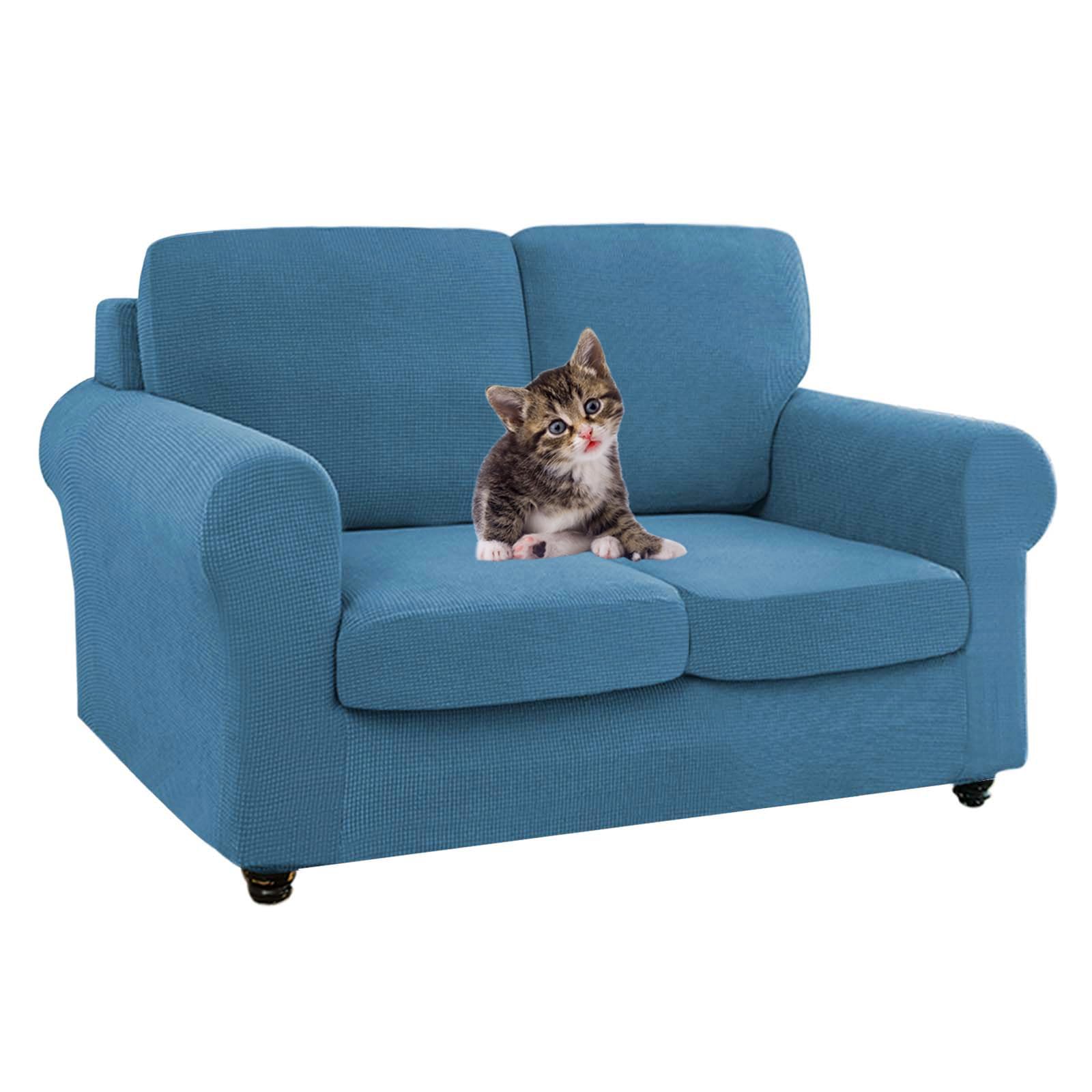 SYLC Ektorp Sofa Cover with Seat Cushions Covers and Backrests Covers Sofa Covers Stylish Stretch Jacquard Couch Slipcover Protector (Blue,Love+2 L Seats+2 L Backs)
