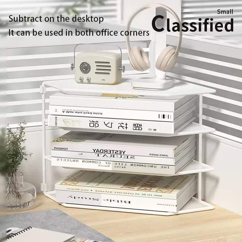Portadocumenti Da Scrivania Portadocumenti in metallo, organizer da tavolo di grande capacità for file A4/A3, libri, con base antiscivolo Organizer Scrivania(White-3-Section)