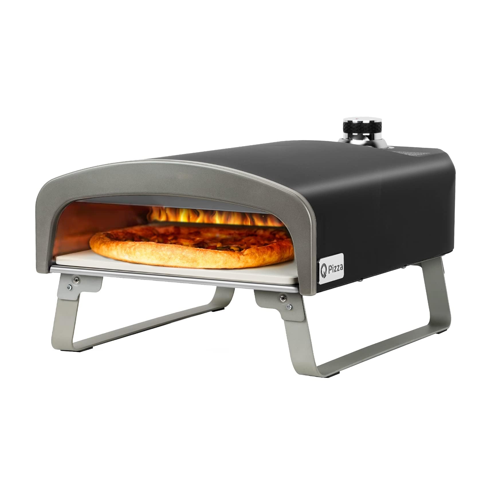 Q Pizza - Forno per pizza a gas con regolatore e pietra per pizza da 33 cm, 50 mbar, 500 °C