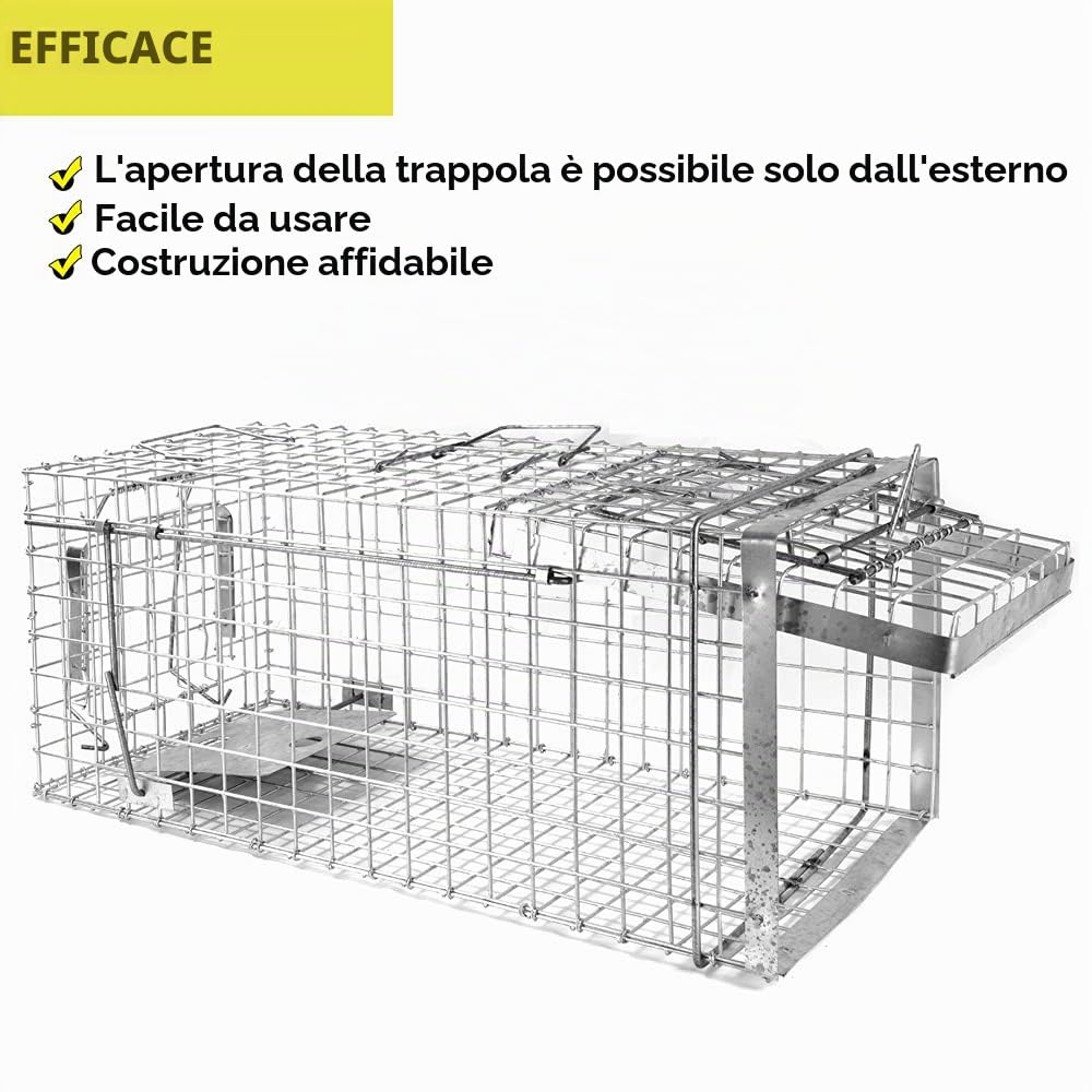 Petigi Gabbia Trappola per Animali Talpa Ratto Mouse Topo Nutria 80 x 34 x 34 cm