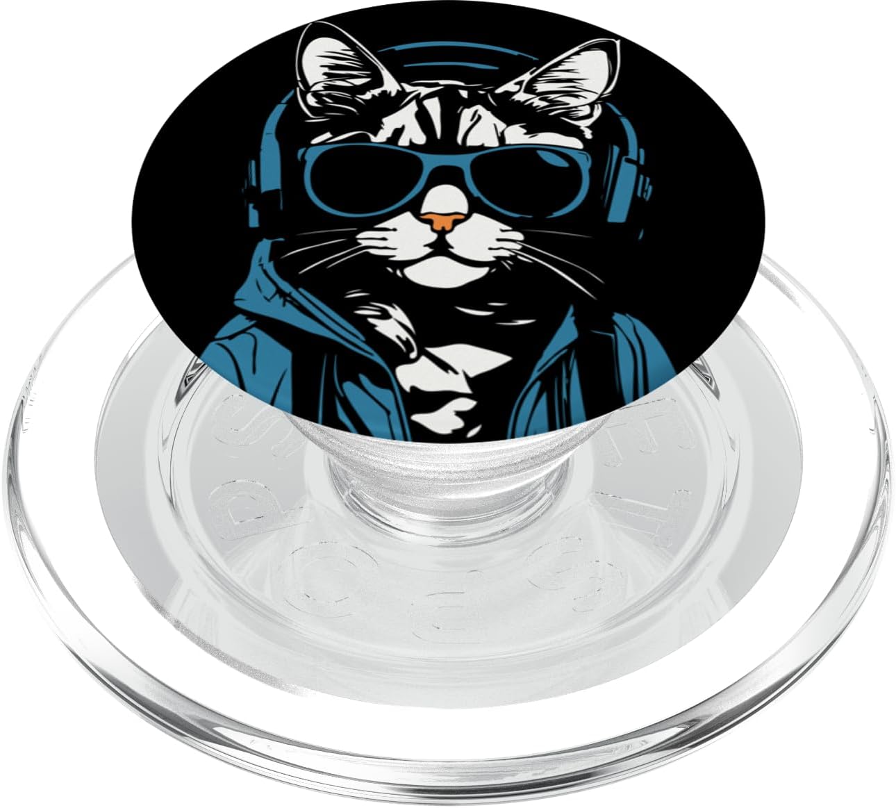Funny Gamer Cat wearing sunglasses and Gaming headset PopSockets MagSafe PopGrip for iPhone