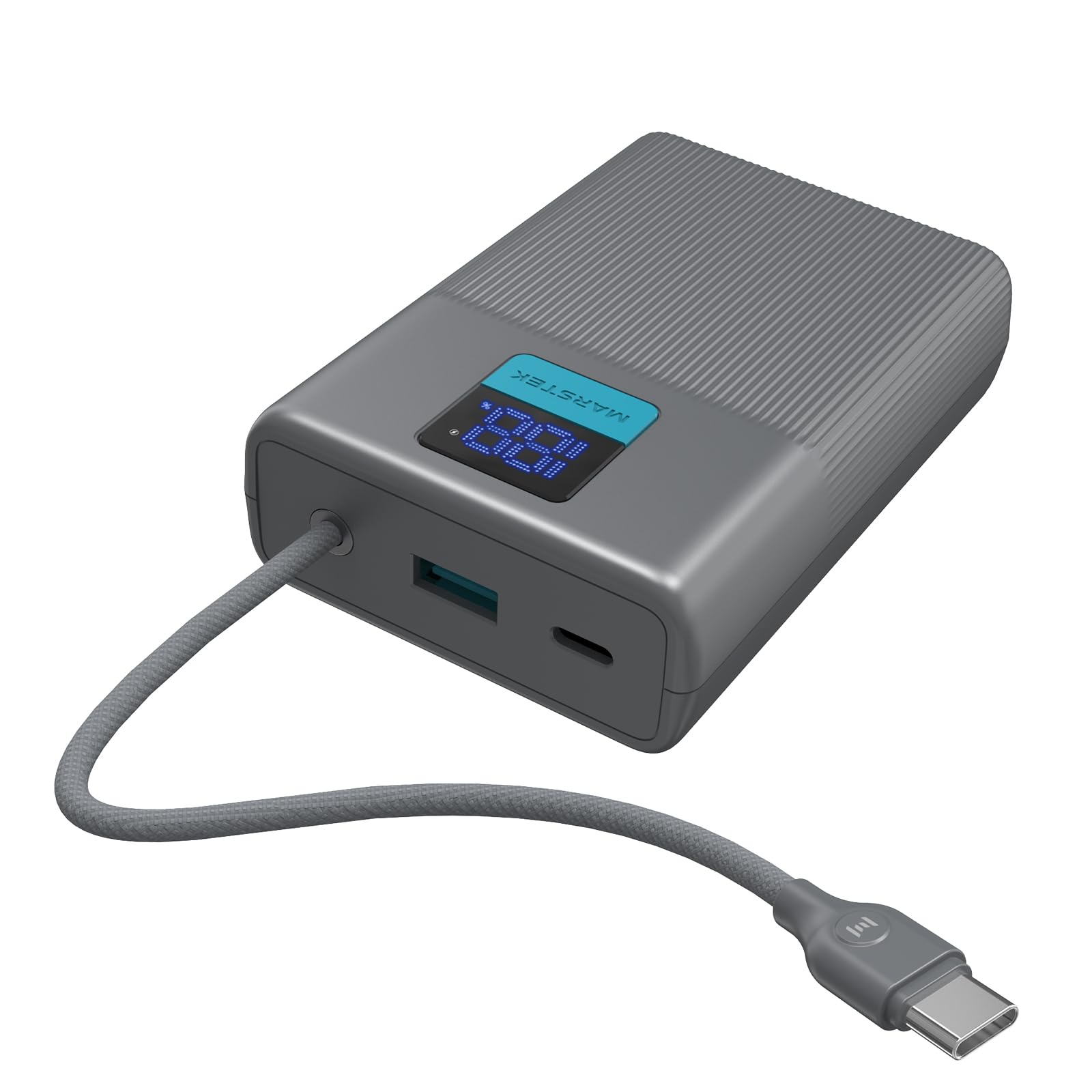 MARSTEK P265 Power Bank, 10000mAh Powerbank mit Integriertem USB C Kabel,22.5W Schnellladung,Reise-Essential für iPhone 17/16/15-Serie, Galaxy und mehr(flugzeugtauglich)