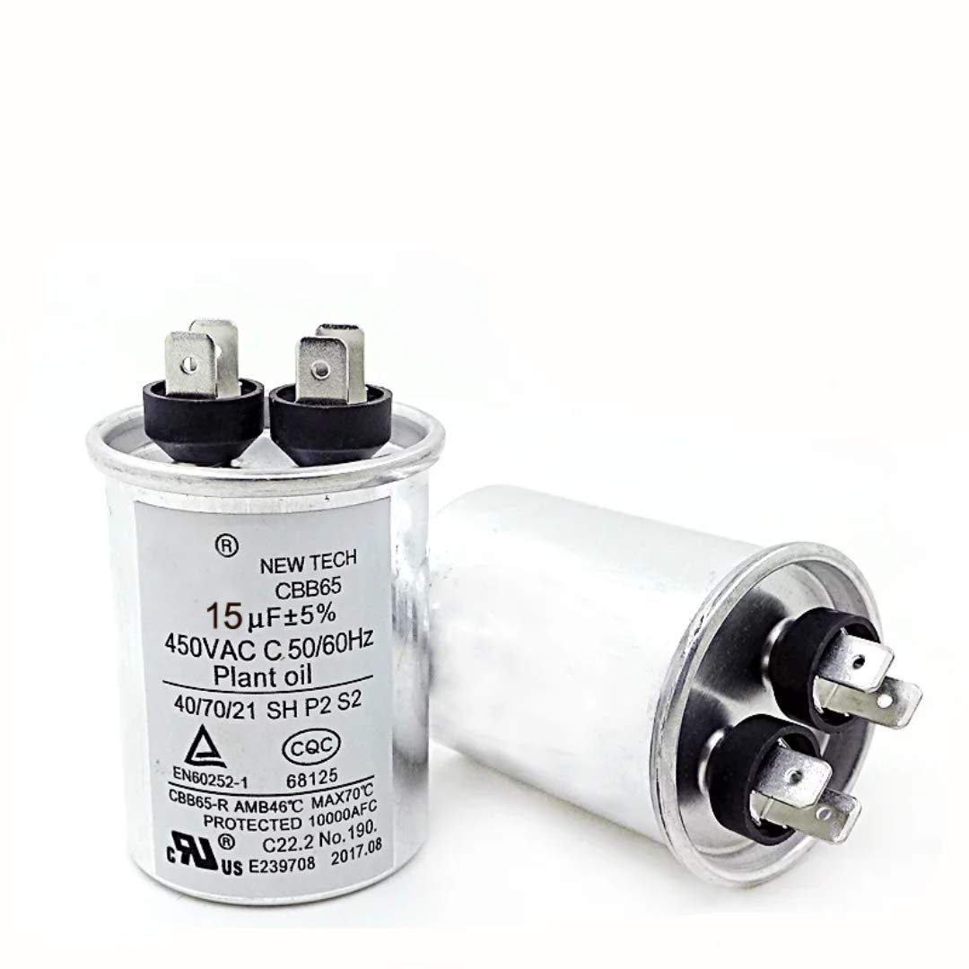 CBB65 15uF Motor Running Capacitor Start Capacitor for Air Conditioner AC 450V/370V/250V 50/60Hz 5%