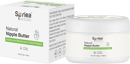 Nipple Cream for New Mom – Nipple Butter for Cracked, Sore & Dry Nipples, Lanolin-Free, Safe if Ingested, Breastfeeding Relief, Safe for Nursing Mom & Baby, Dermatologist-Tested – 25g