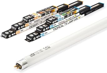 UVB Reptile Light Fluorescent Tube 5.0 24W T5 UV-5052 Great for Chameleon, Turtle, Lizard and More Rainforest Rub Tiles