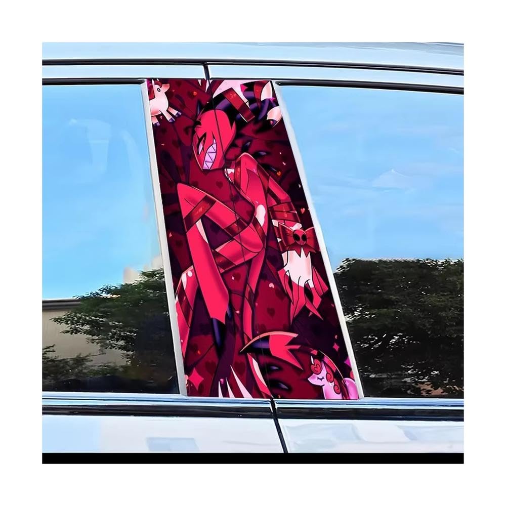 Dabhuoc One Color Car Parts 2 Pcs Car Center Pillar Stickers Demon Scratch Protection