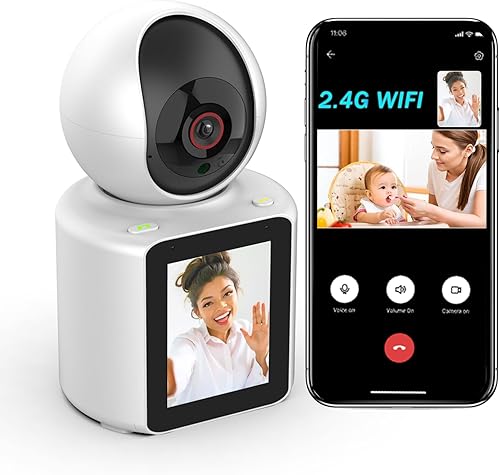 Casgow Cámara WiFi de seguridad para interiores 1080P HD, cámara de conversación bidireccional de llamada de pantalla de 2.8 pulgadas, cámara de