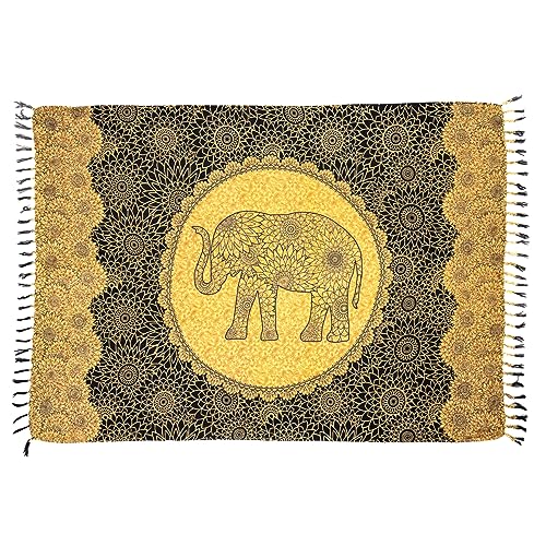 Canga De Praia Em Viscose Floral Elefante Saida Grande (Marrom)