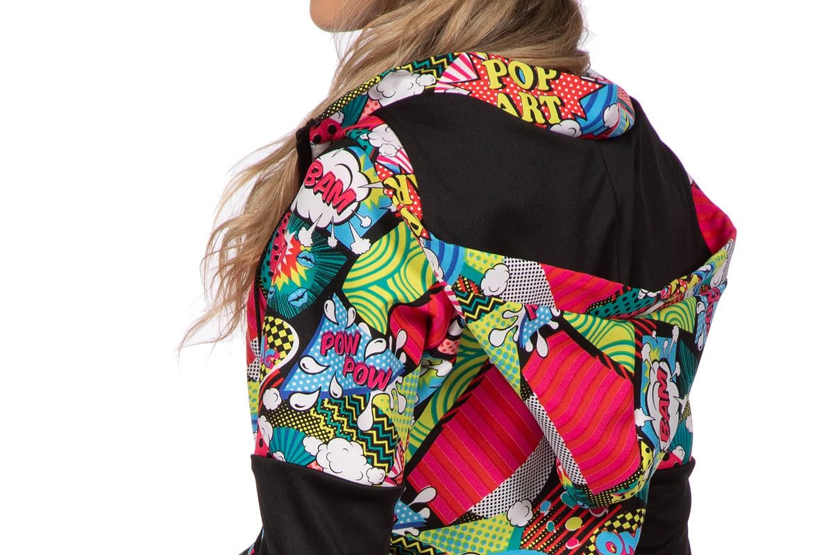WILBERS & WILBERS - Kurzer Trainingsanzug für Damen | 2-teilig mit Jacke und Shorts, Party Outfit im 80er / 90er Jahre Style, Pop-Art Muster, für Karneval