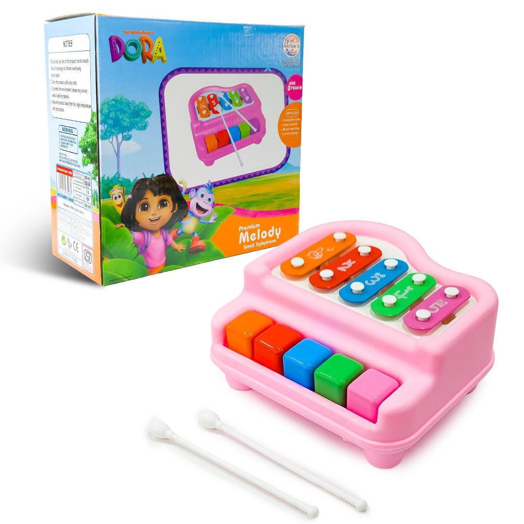 Dora 2-in-1 Piano & Xylophone Small Musical Toy for Kids, Colorful 5-Note Keys with Drumsticks, Battery-Free Musical Instrument Toy for Baby and Toddlers Ages 3+ Years-image-45