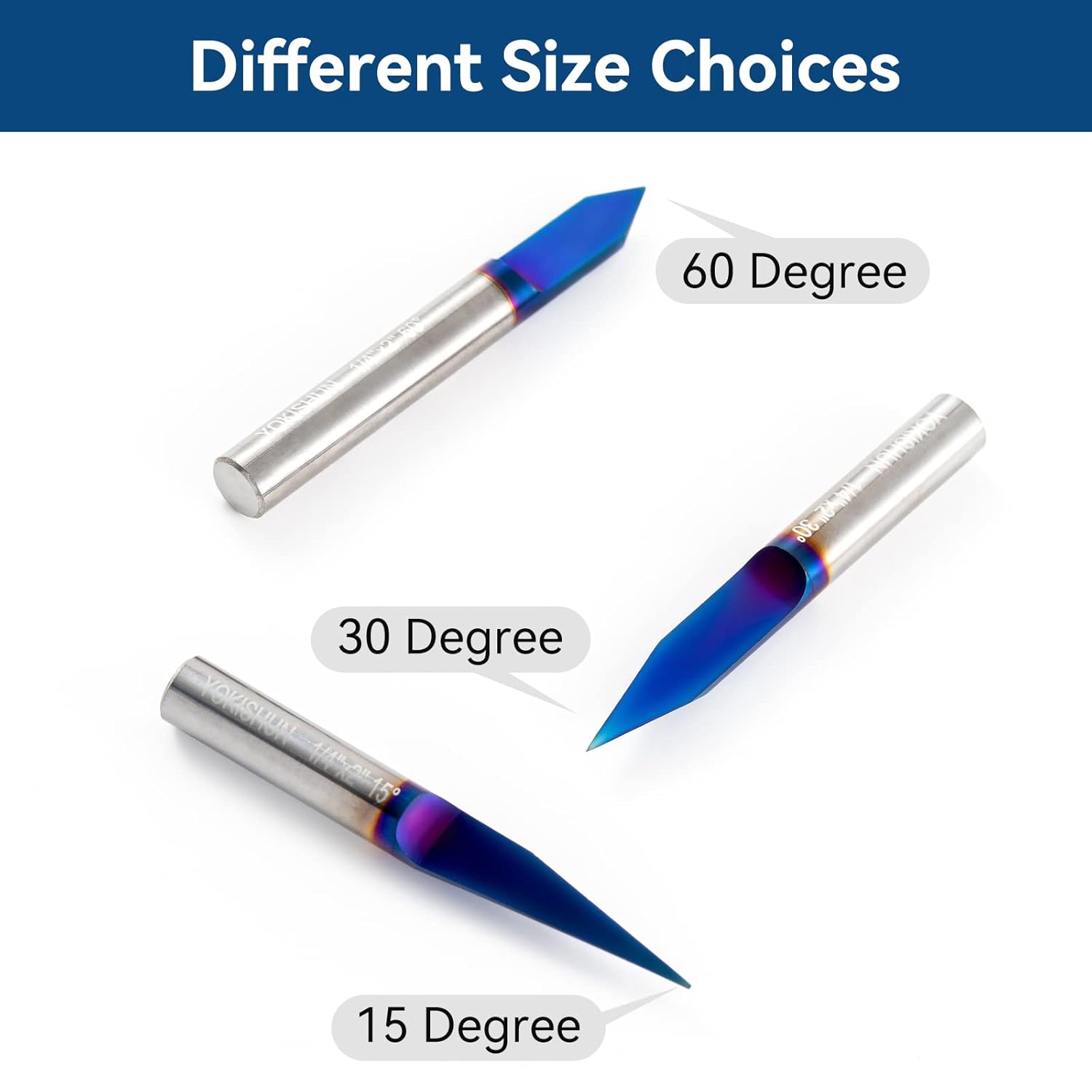 CNC V Bit 15 Degree Engraving Bit 0.005 Tip 1/4 Shank with Nano Blue Coat Solid Carbide V Groove Router Bit for Signmaking Carving