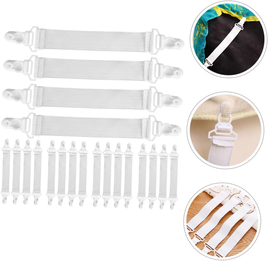 Ciieeo 5sets Bed Sheet Straps Fitted Sheet Holders for Corners Non Slip Mattress Clips Secure Flat and Fitted Keep Bedding Tidy and Neat Compatible with Mattresses and Sofa 20pcs*5