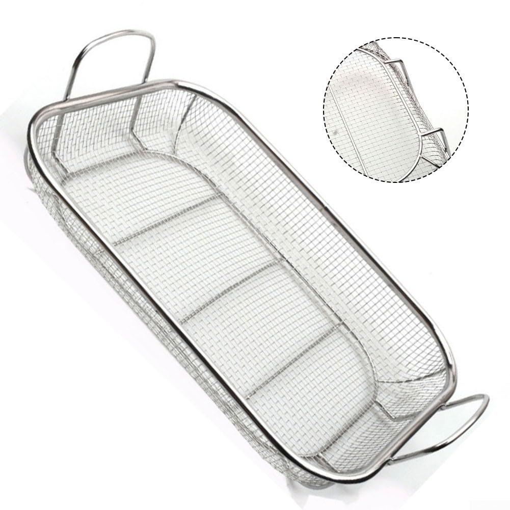 Cesta para barbacoa de acero inoxidable de 38 x 28 cm, estante cuadrado grande para verduras, camarones, pescado, herramientas de barbacoa resistentes a la corrosión