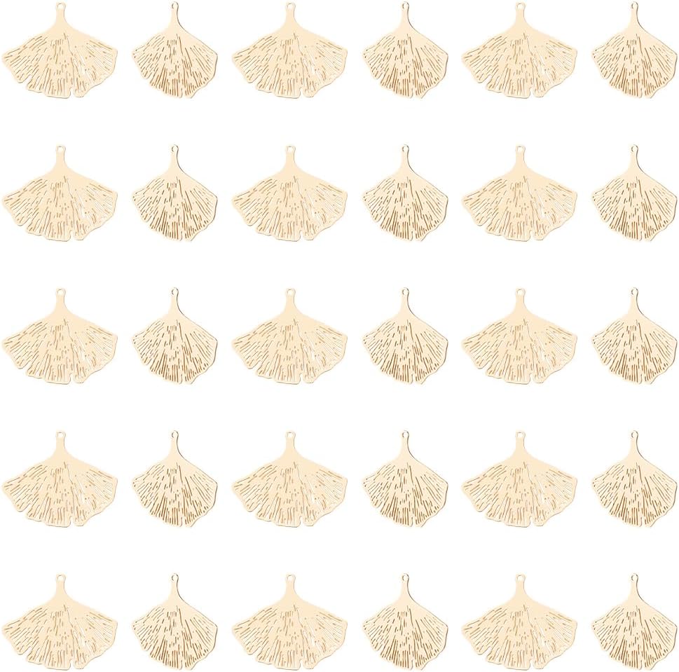UNICRAFTALE 40Pcs Gingko Leaf Charm Gold Leaf Pendants Metal Embellishments Connector Charms Metal Charm Fall Plant Charms for DIY Necklace Bracelet Earring Jewellery Making Accessory