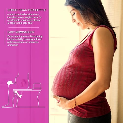 Miniatura 7 de Paquete de 2 botellas peri boca abajo para el cuidado posparto 450ML  Botella de bidé de viaje  Bidés portátiles para el nuevo bebé, recuperación