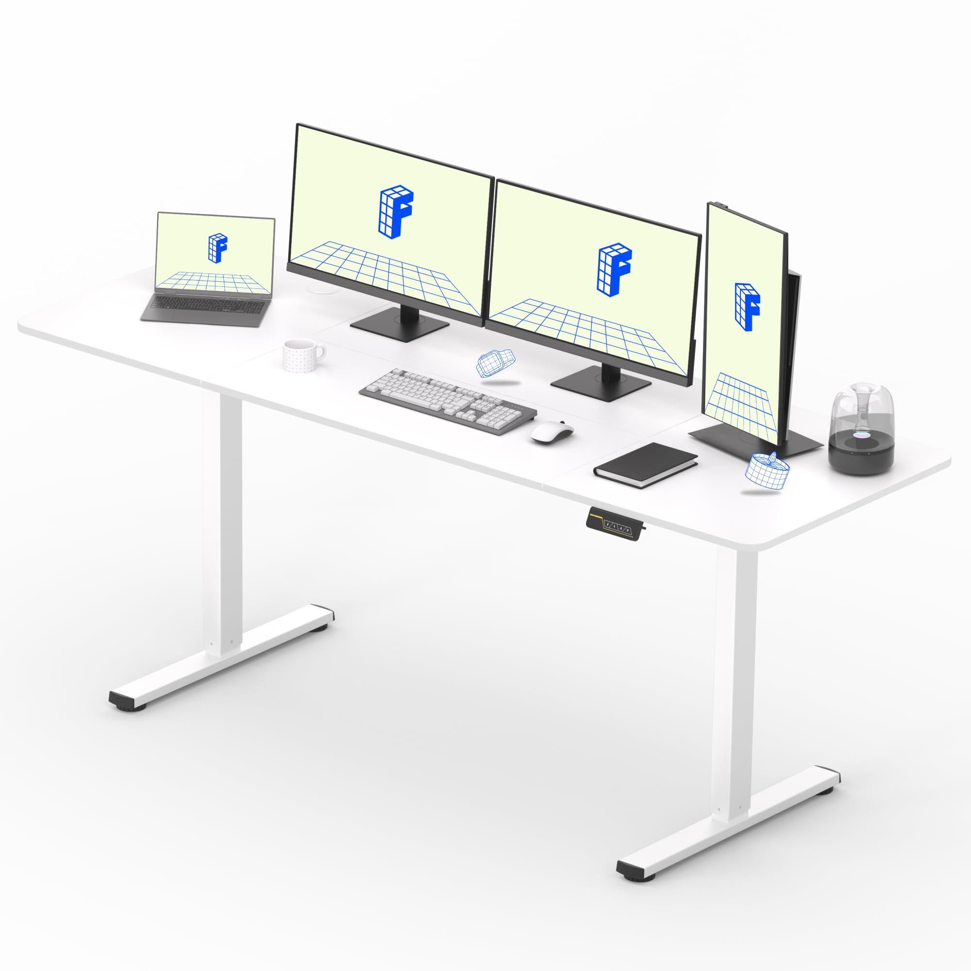 FLEXISPOT 200X80cm Escritorio Elevable Eléctrico con Tablero, con Gancho y Portavasos, Standing Desk, Mesa Elevable Escritorio de Elevable con Memoria Inteligente para Oficina y Hogar(Blanco)