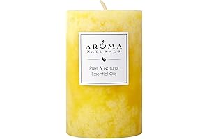 Aroma Naturals Essential Oil Pillar Candle, Orange, and Lemongrass Fragrance
