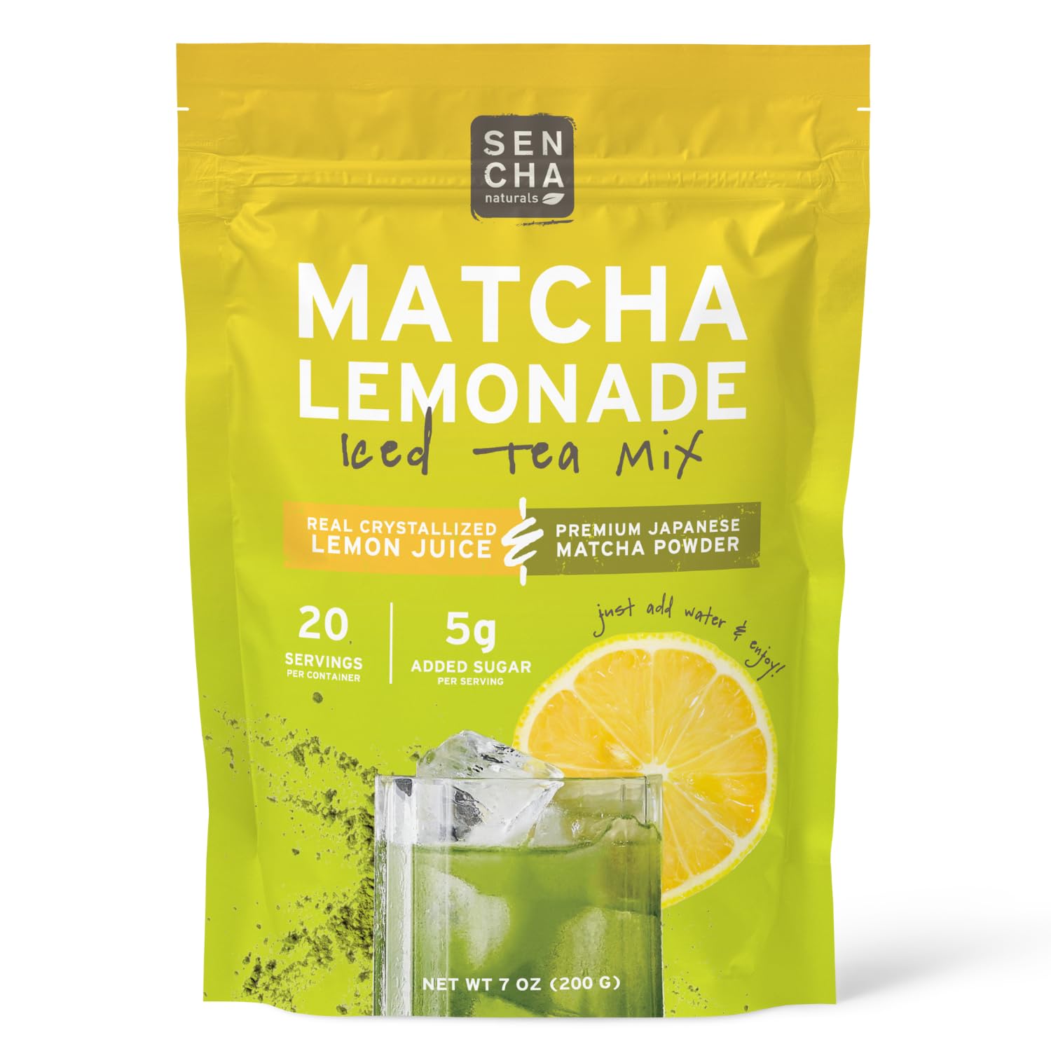 SEN CHA Naturals Instant Matcha Lemonade Tea Mix | Authentic Japanese Green Tea Powder & Real Crystallized Lemon Juice, 7 oz (Pack of 1)