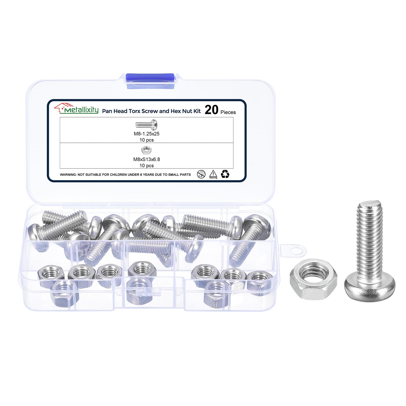 METALLIXITY Pan Head Torx Security Screws Bolts (M8-1.25x25mm) 20pcs