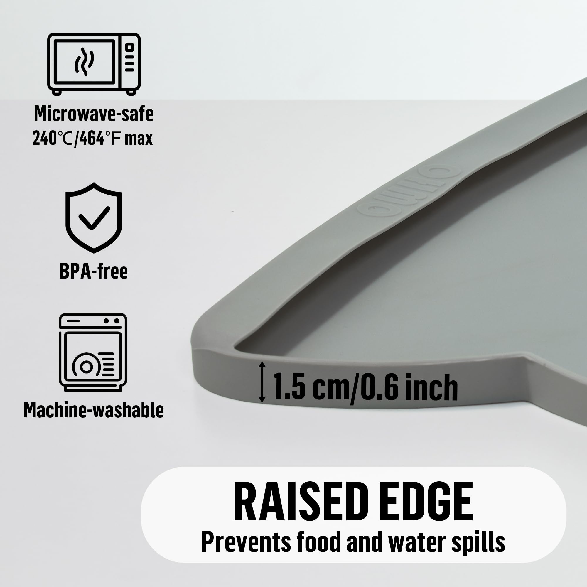 OHMO Tappetino Ciotola per Cani e Gatti in Silicone con Tasca per Residui, Impermeabile Antiscivolo a Prova di Fuoriuscita per Cibo e Acqua, 60x38cm