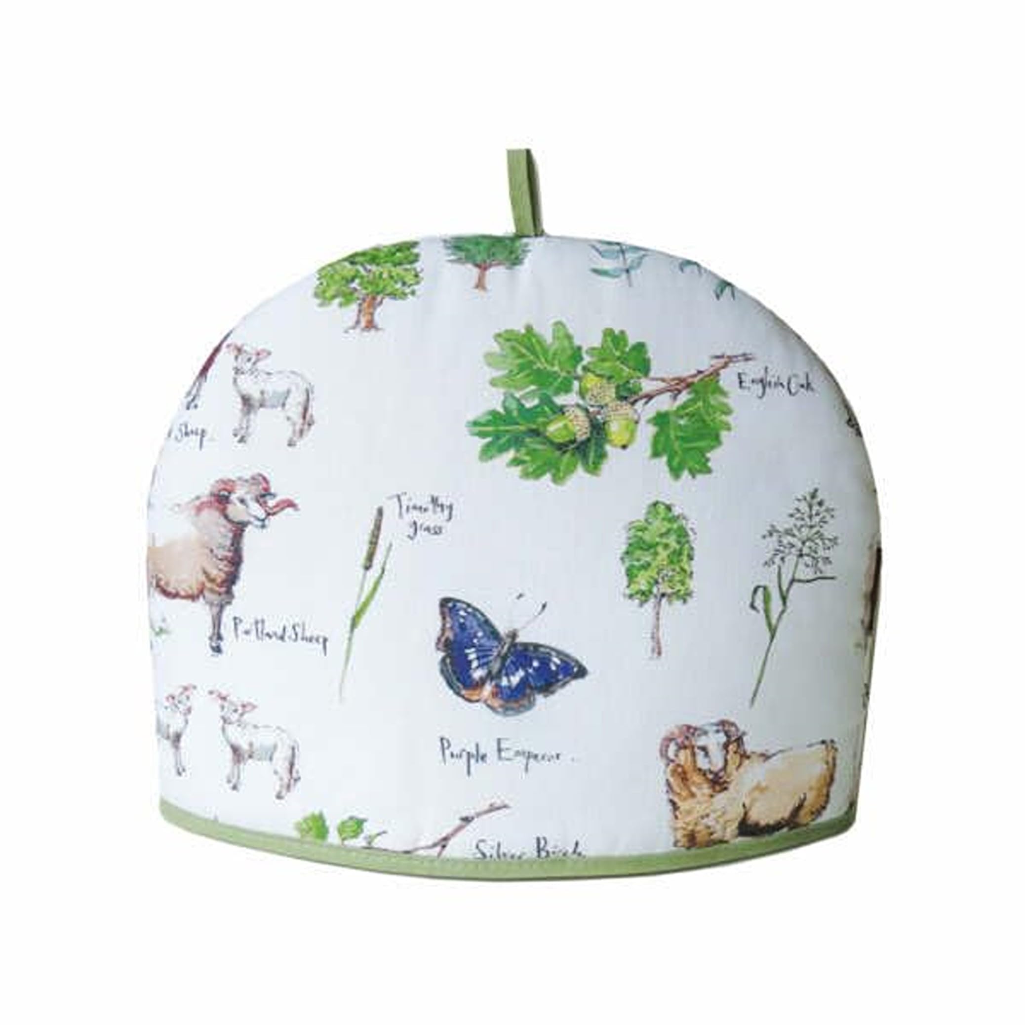 SAMUEL LAMONT Quilted Tea Cosy, Out in The Fields - 100% Durable Cotton, 13 Inches by 6 Inches, Made in Ireland, White