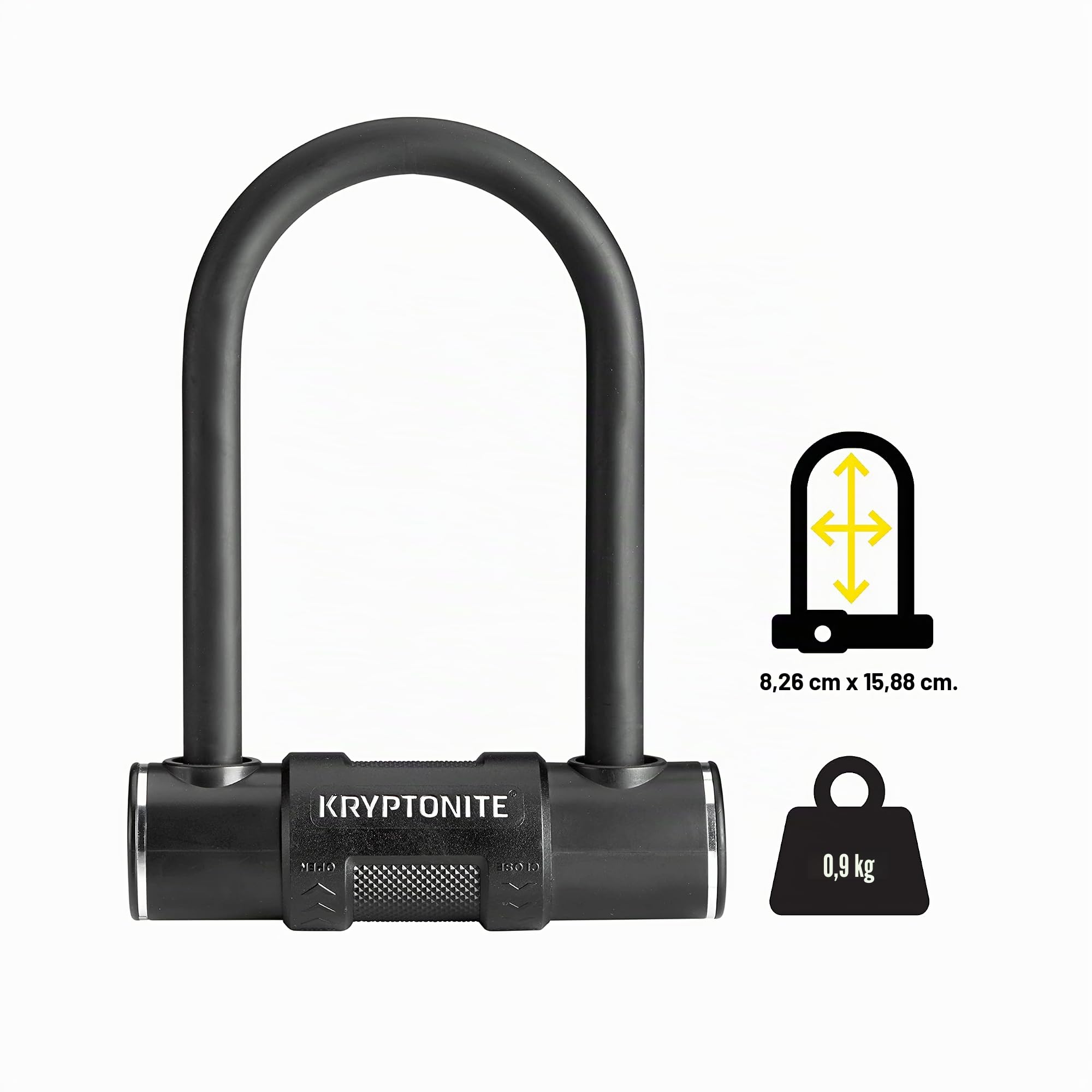 Kryptonite - Candado en U para bicicleta con cable de acero trenzado, candado en U antirrobo de alta seguridad para bicicleta, grillete de 12 mm y cable de seguridad de 8 mm x 1,2 m con llaves para