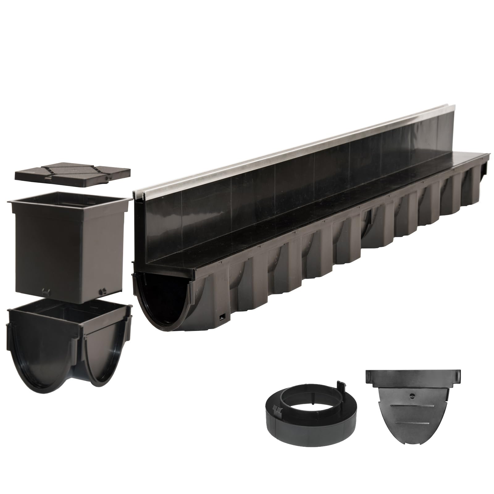 Verdone Schlitzrinne Entwässerungsrinne Abflussrinne Ablaufrinne aussen Terrassenrinne Alukante Bodenrinne B125 KG Rohr Hofablauf (9X Rinne 1m)