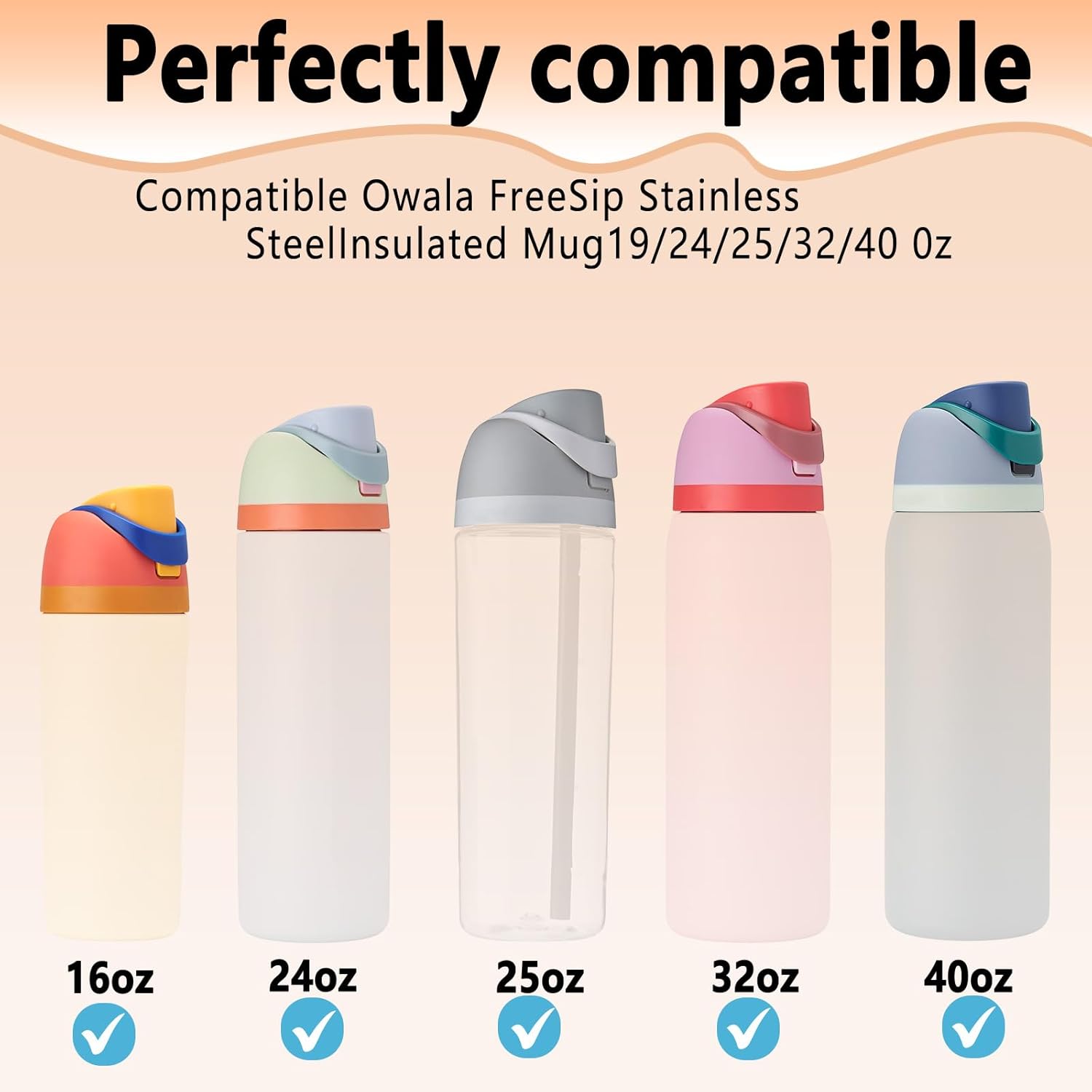 4PCS Replacement Silicone Rubber Seal for Owala FreeSip, Gasket Stopper Compatible with Owala Water Bottle Lid Parts 16/19/24/32/40oz, Leakproof, BPA-Free, Gasket Only - Image 2