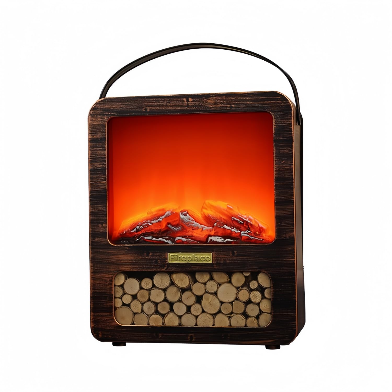 Simulated LED Fireplace Lantern USB & Battery Powered Flameless Light With Emulation Flame Table Decorative Lamp Copper Fireplace Ornament for Cozy Home Decor Free Standing Electric Log Burner