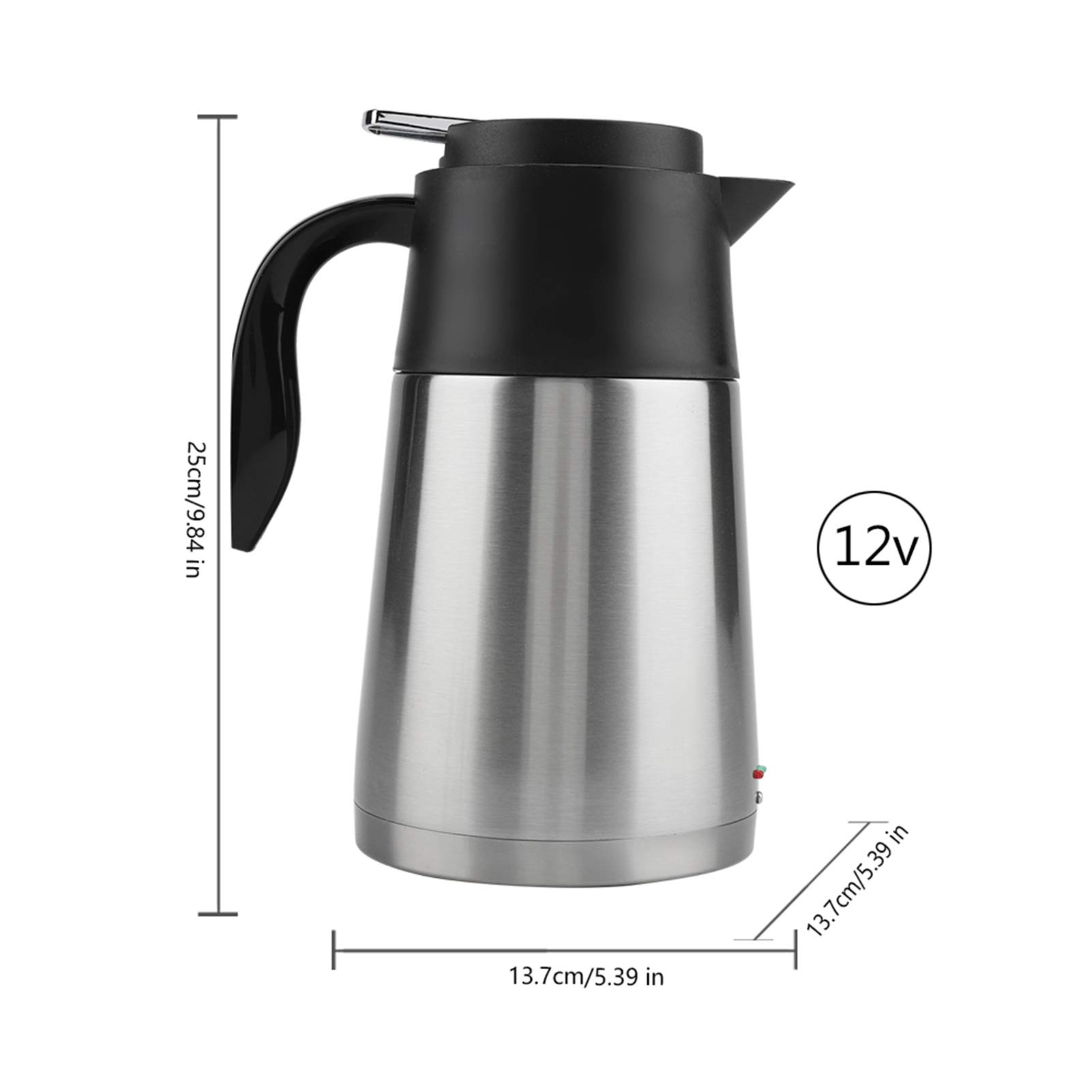 12V 1300ML Hervidor Eléctrico para Coche, Calentador de Agua Portátil de Acero Inoxidable Botella Taza Termos Eléctricos de Viaje con Soporte para calentar agua Café Leche Té
