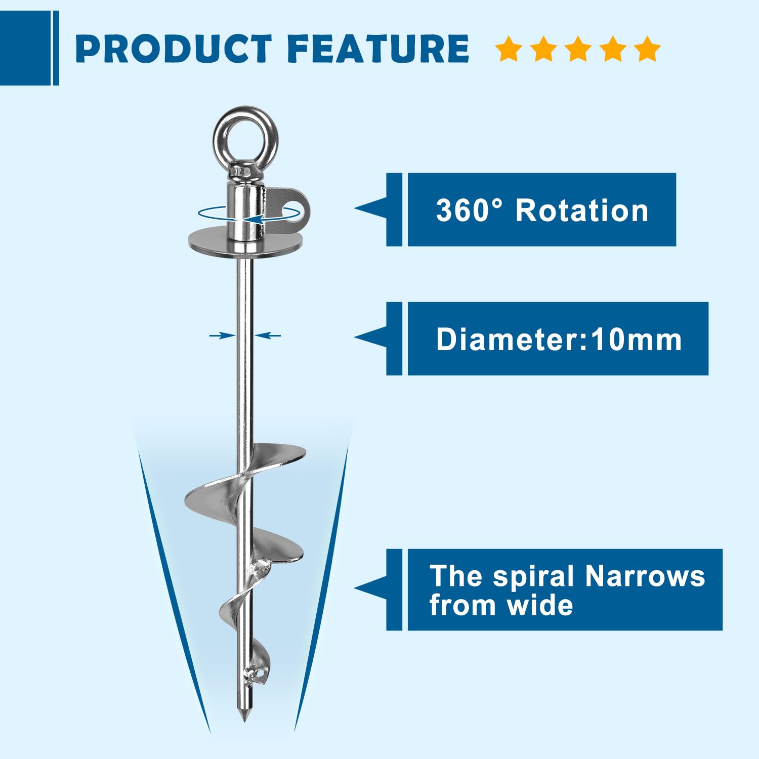 HAGWARE Dog Tie Out Stake Anti-Rust Ground Anchor Dog Stakes for Outside Large Dog up to 220lbs,360° Dog Yard Stake - Image 4