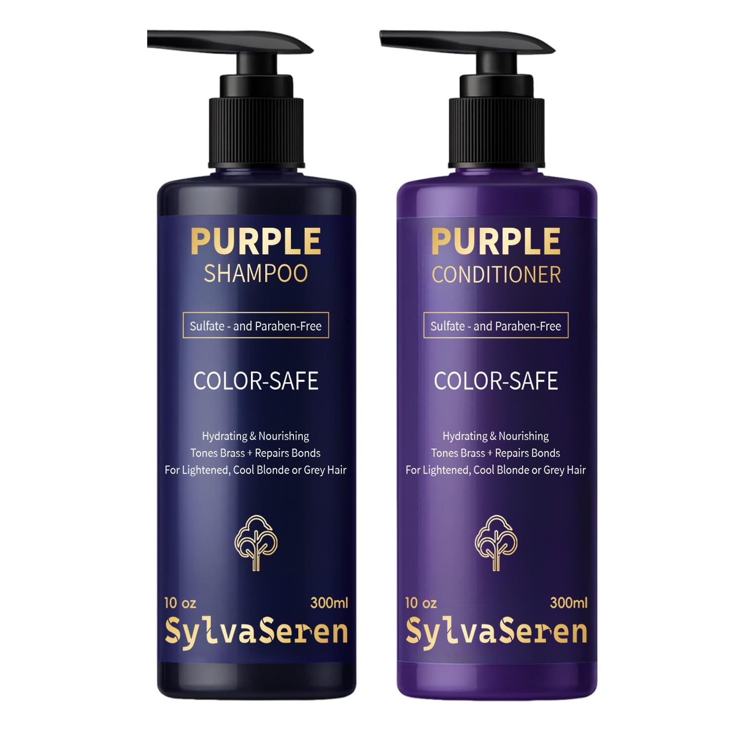 Purple Shampoo and Conditioner Set - Sulfate Free for Blonde, Bleached, Silver, or Brown Highlighted Hair Helps with Bonding, Anti-Brass Toning, Repair, and Hydration 20.28 oz / 600ml