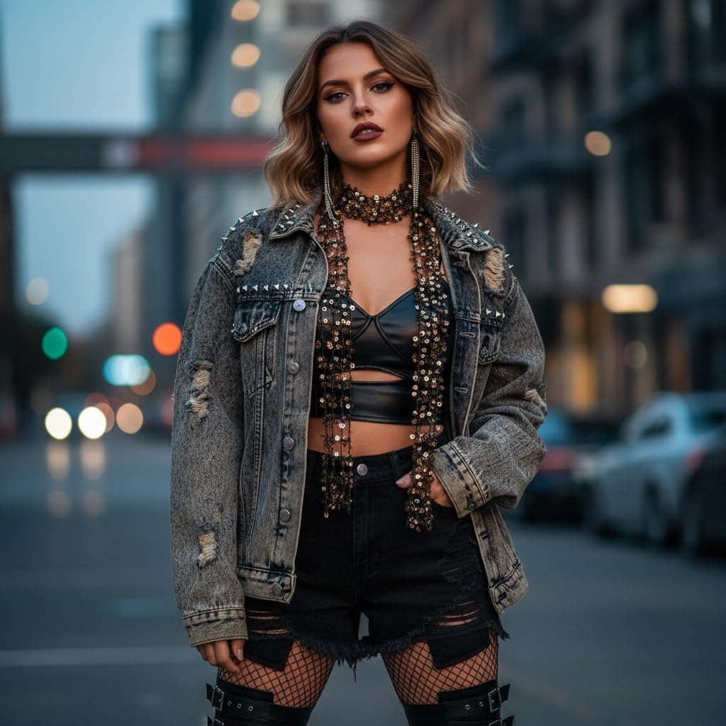 Women's Sparkle-Sequin-Fishnet-Scarf - Gothic-Skinny-Necktie Fashion-Headband for Party Accessories(3.9 * 59inch) - Image 5