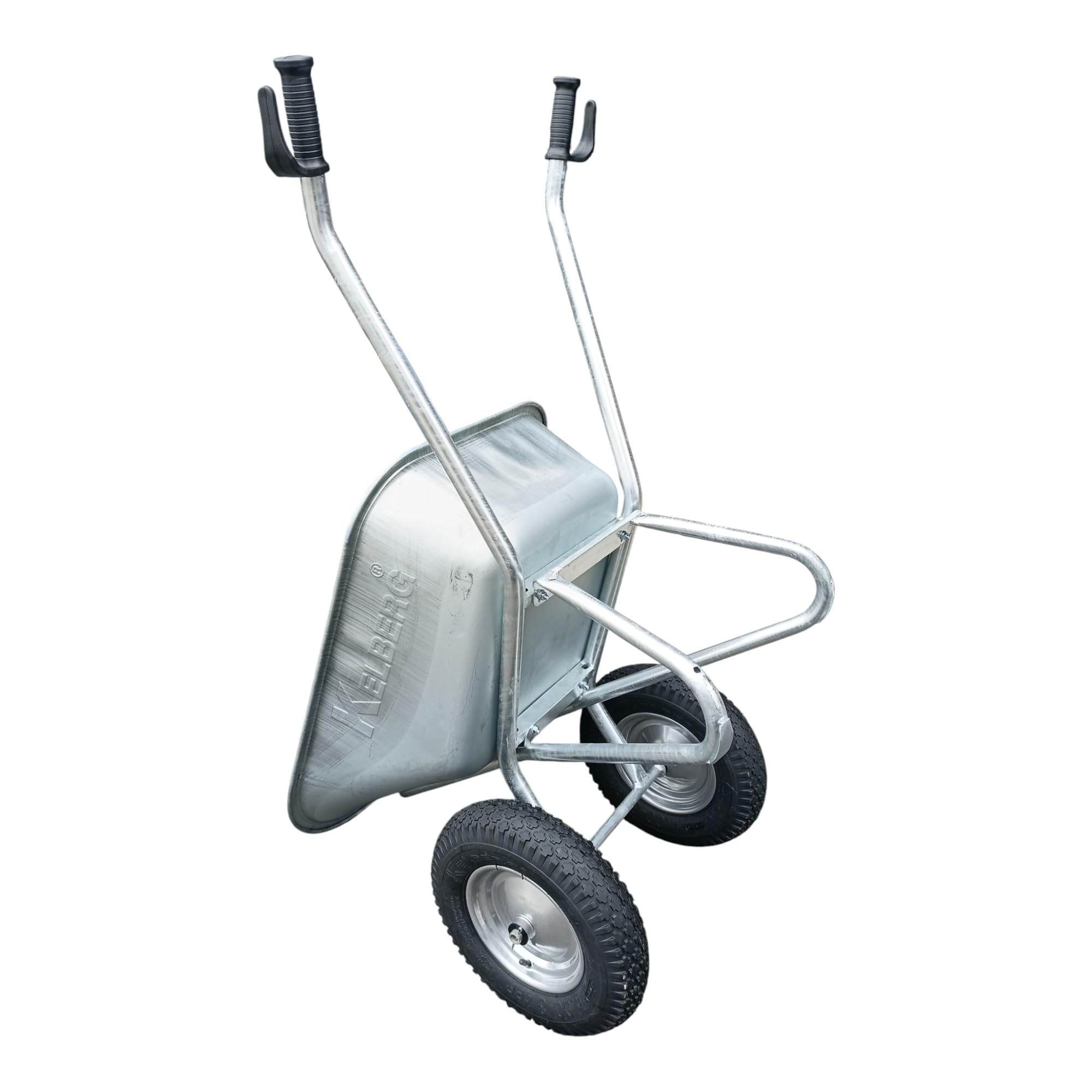 Schubkarre Agro 130L – 2-Rad – verzinkte Stahlmulde – stabile BAU-Schubkarre – 200 kg Traglast – für Garten, Hof & Baustelle 400-8 4PR Rad Silber