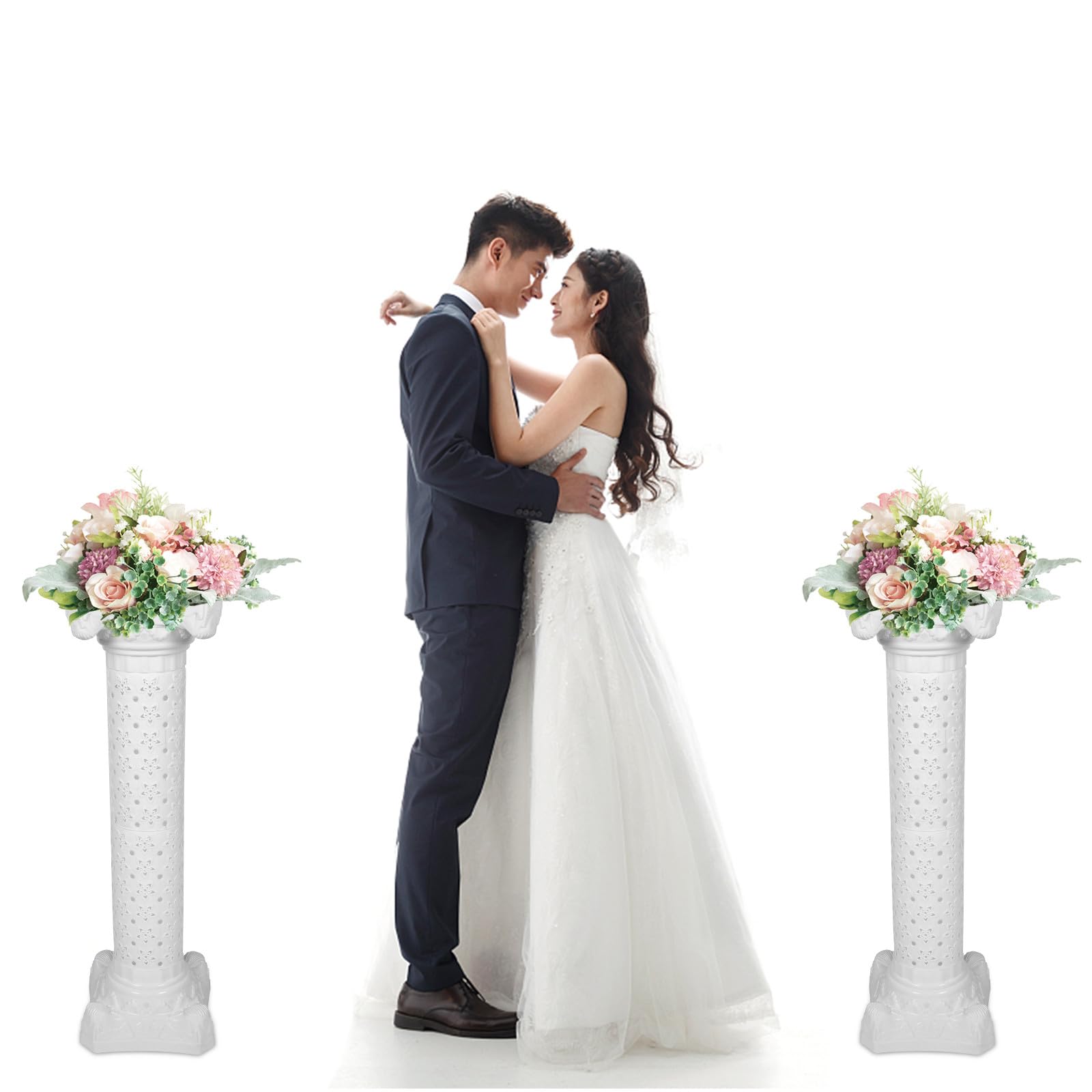 Supvox Römische Hochzeitssäule aus Kunststoff Hohle Dekosäule mit Blumenständer Wetterfeste Tischdeko für Hochzeitsfeier und Wegweiser Zufälliger Stil