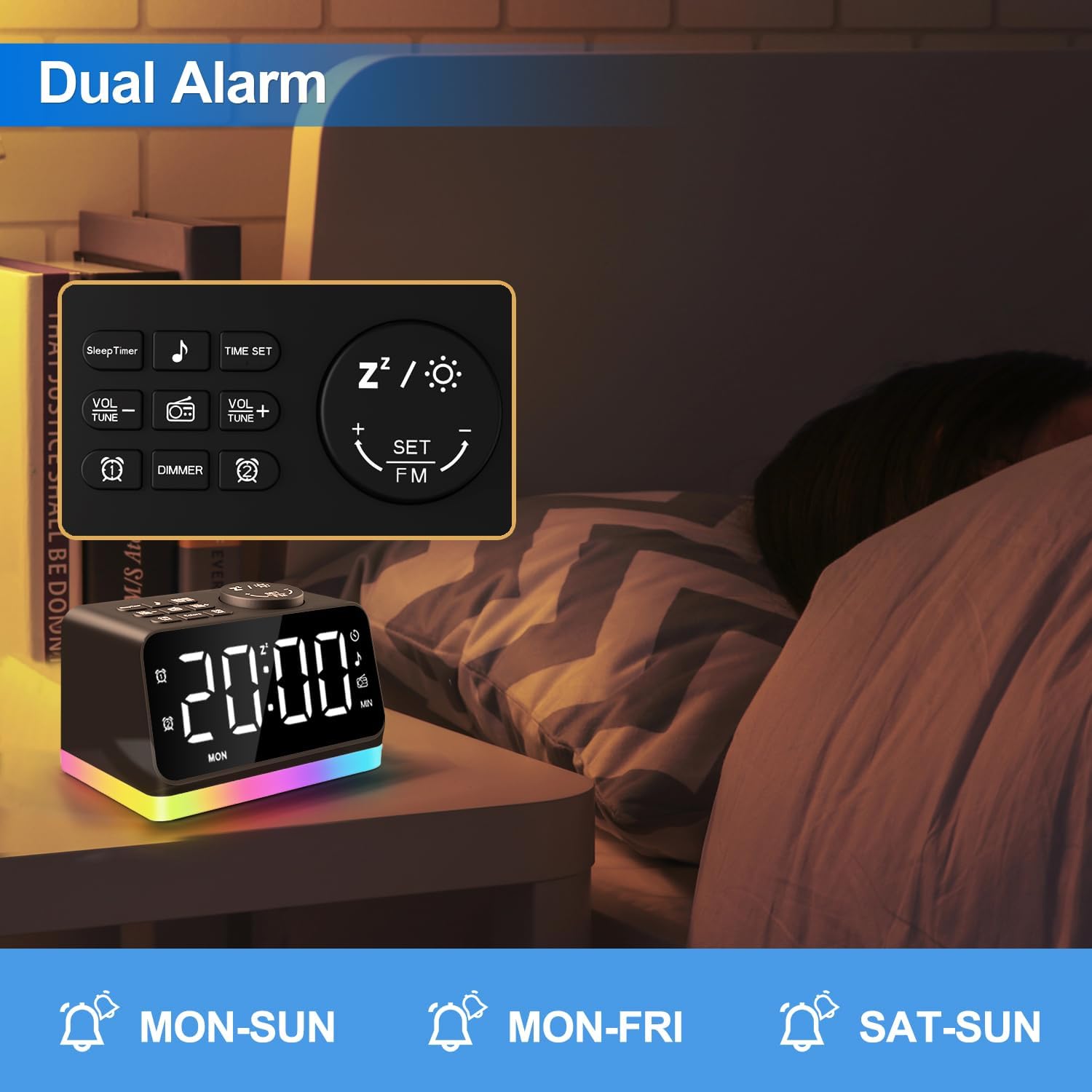 Multi Night Light feature of JALL Alarm Clock